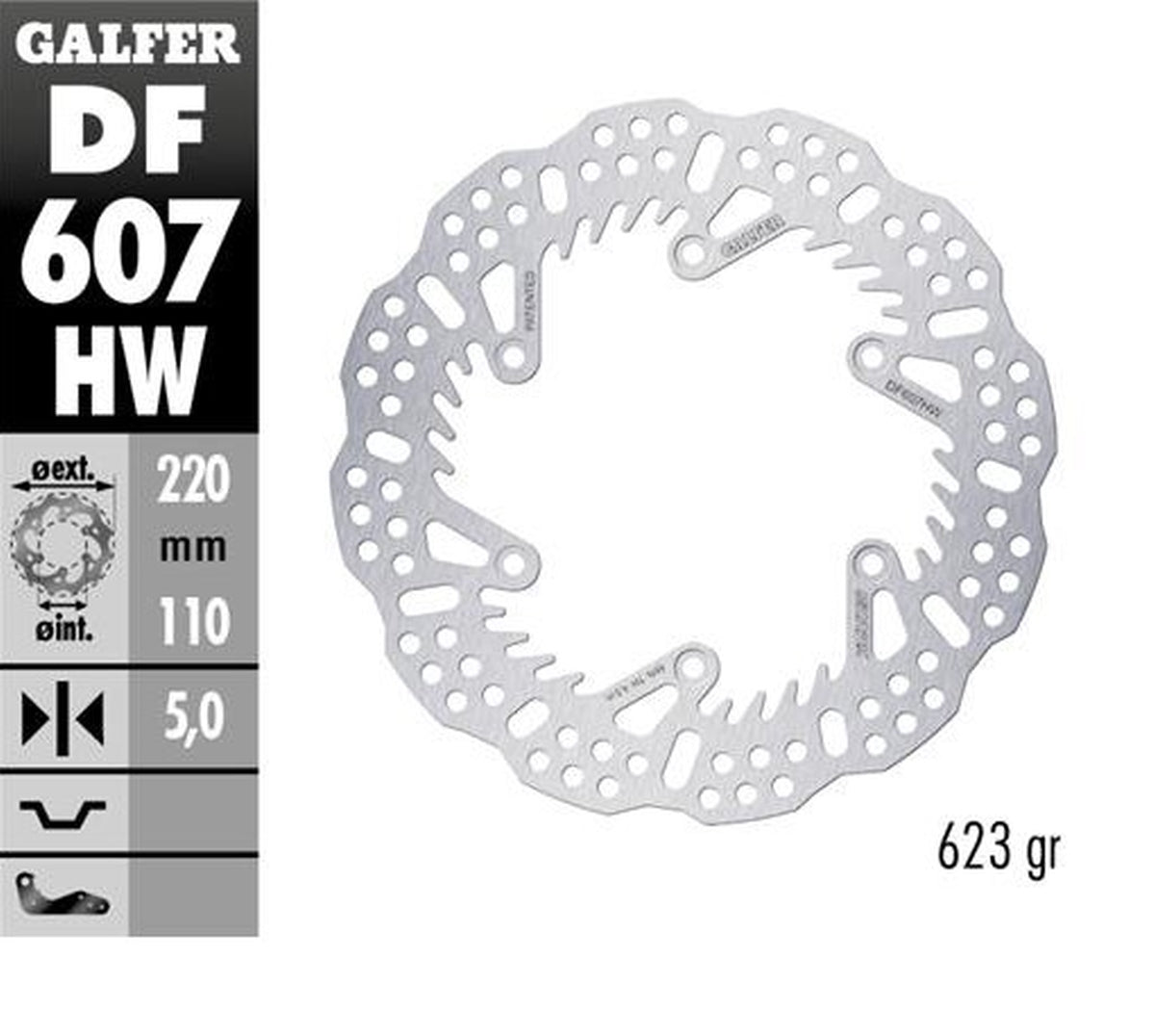 BRAKE DISC REAR KTM SX/EXC/SX-F/EXC-F 93-23 GS/MX/LC4 93-23 GAS GAS EC/EC-F/MC/MC-F 21-24 HUSQVARNA TC/TE/TX/FC/FE/FS 14-24 HUSABERG TE/FE/FC/FX 04-16 TRIUMPH TF250X 24 (220X110X5MM) SHARK ENDURO MX