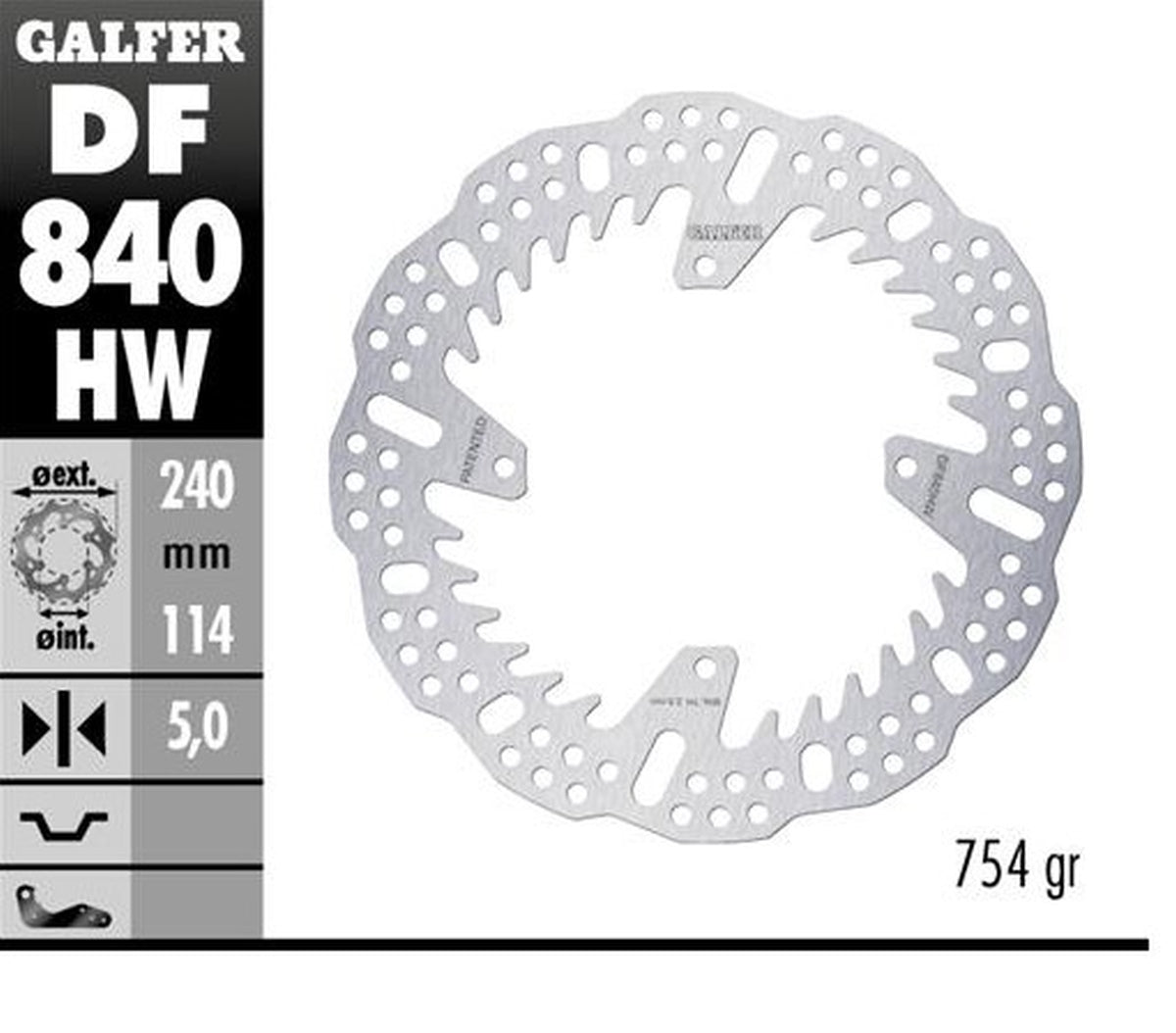 BRAKE DISC REAR TM EN/MX125/144/250/300/450/530 15-24 FI EN125/144 24- FI EN250/300/450 24- (240X114X5MM) SHARK ENDURO MX