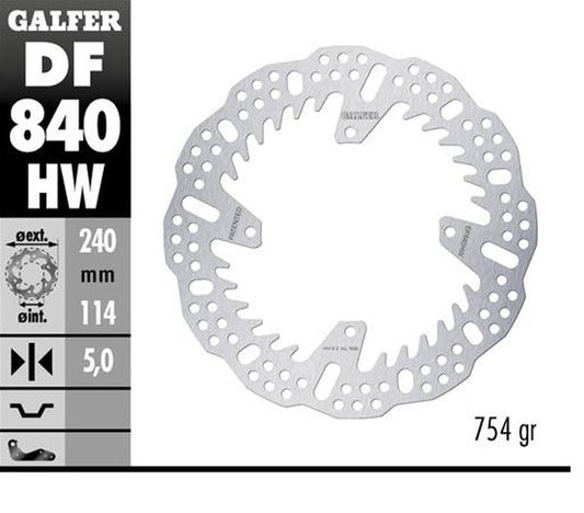 BRAKE DISC REAR TM EN/MX125/144/250/300/450/530 15-24 FI EN125/144 24- FI EN250/300/450 24- (240X114X5MM) SHARK ENDURO MX