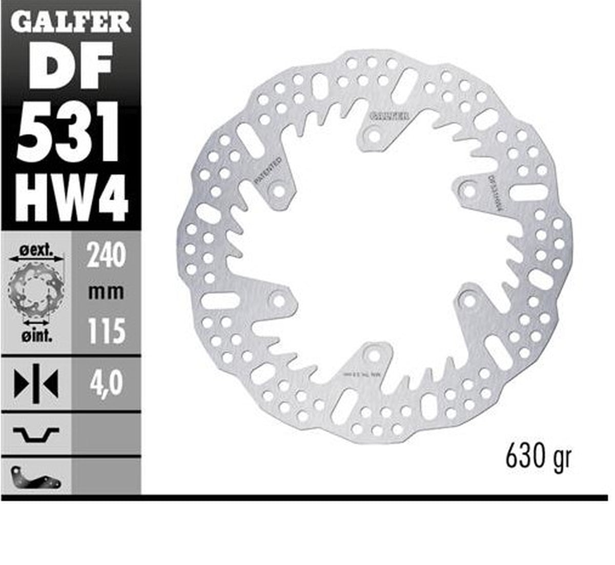 BRAKE DISC REAR YAMAHA YZ125 22-24 YZ250 22-24 YZ250F 21-24 YZ450F 20-24 WR250F 17-24 WR450F 20-24 (240X115X4MM) SHARK ENDURO MX