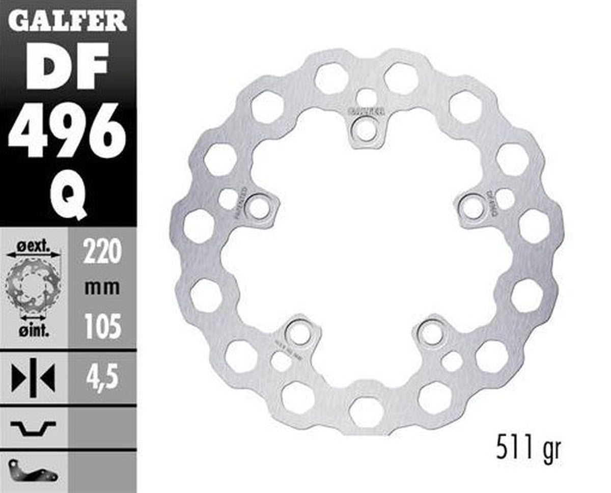 BRAKE DISC REAR YAMAHA YZF-R6 03-23 YZF-R1 04-23 MT-10 16- (220X105X5MM) CUBIQ FIXED