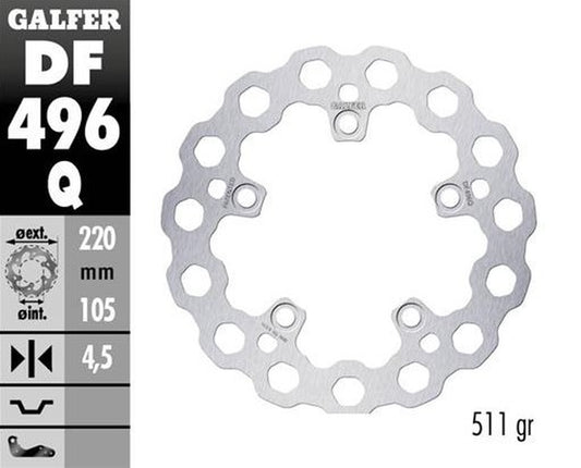 BRAKE DISC REAR YAMAHA YZF-R6 03-23 YZF-R1 04-23 MT-10 16- (220X105X5MM) CUBIQ FIXED