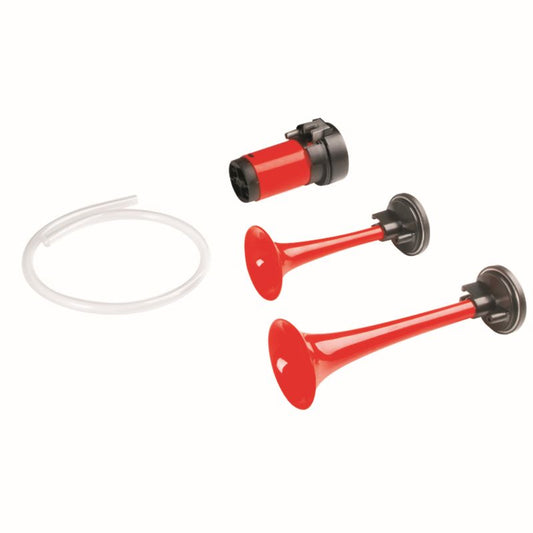 HORN (SOUND SIGNAL) UNIVERSAL ELECTRO-PNEUMATIC (HIGH AND LOW TONE) RED (LENGTH 165 MM AND 215 MM)
