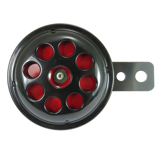 HORN (SOUND SIGNAL) UNIVERSAL BLACK-RED (DIAMETER 70 MM)
