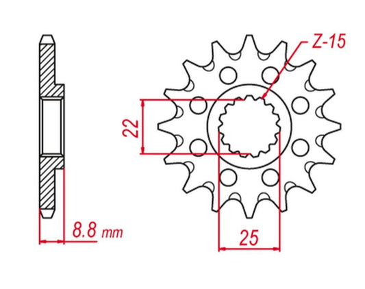 FRONT SPROCKET 1248 14 (124814) GASGAS 20-25, HUSABERG 09-14, HUSQVARNA 14-25, KTM 86-25, BETA 12-25 (JTF1901.14) (CHAIN 520)