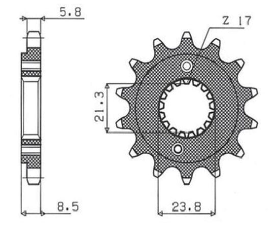 FRONT SPROCKET 2071 13 XR 400 96-06 (-2), TRX 400 EX 99-04 (JTF1322.13), HONDA