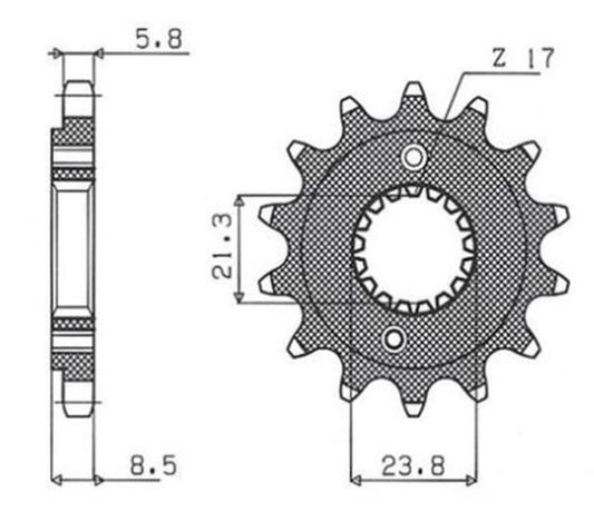 FRONT SPROCKET 2071 15 CRM 250 91-99 (+1), XR 400R 96-04, TRX 400 EX 99-04 (JTF1322.15), HONDA