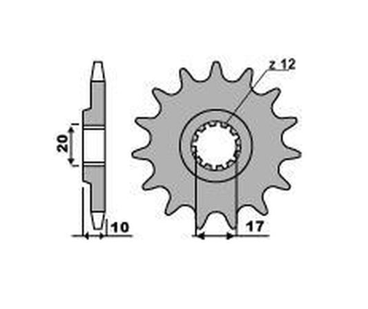 FRONT SPROCKET 2074 12 BETAMOTOR 250 97-99, CR/WR 125 97-08, HUSQVARNA (JTF2074.12)
