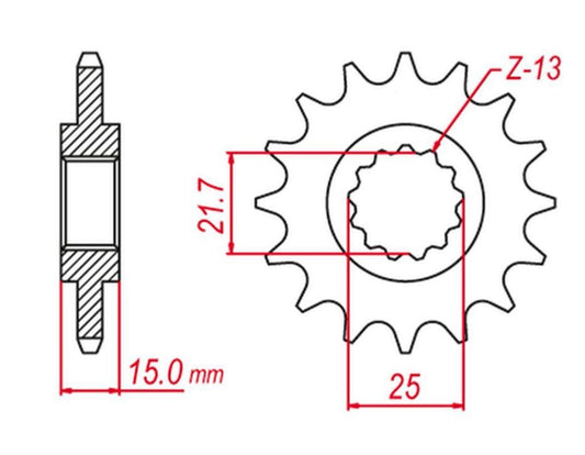 FRONT SPROCKET 2082 14 650 DAYTONA 05, 600 00-04, ZX-6R 95-97 (JTF1182.14), TRIUMPH/KAWASAKI