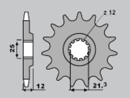 FRONT SPROCKET 2092 13 450/530/570 02-, VOR