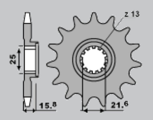 FRONT SPROCKET 2093 15 ZX-6RR 03-06, ZX-6R 98-02 (CHAIN 525), KAWASAKI