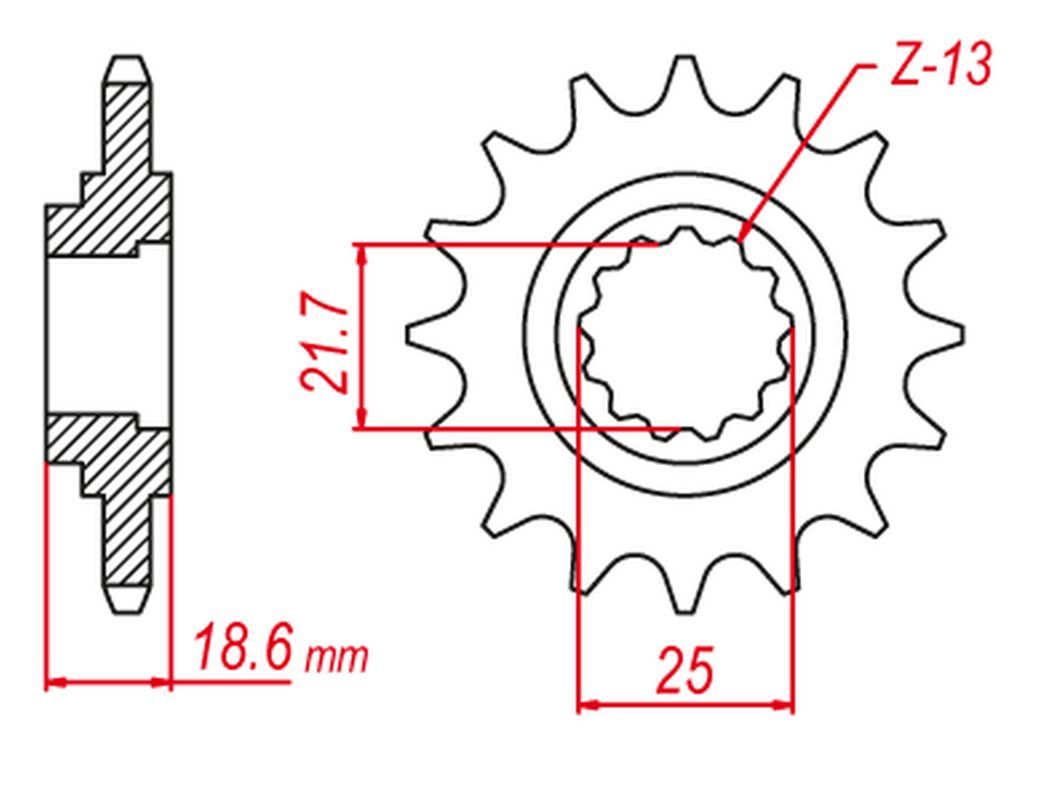 FRONT SPROCKET 2119 14 (-1) (JTF1538.14), Z800 13-16, Z750 04-12, KAWASAKI