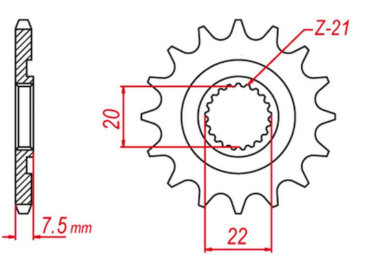 FRONT SPROCKET 2120 13 (-1), CRF 250X 04-17, CRF 250R 04-17, CR 125R 04-07 (JTF1323.13), HONDA