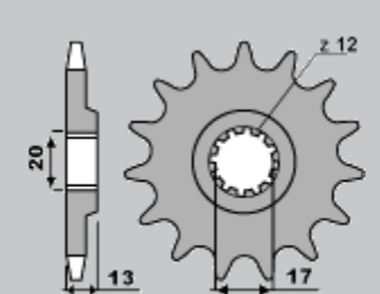FRONT SPROCKET 2123 14 125 01-21, 144 08-21 (CHAIN 520), TM