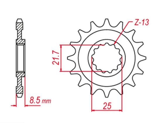 FRONT SPROCKET 2137 16 (-1) ZX-10RR 17-19, ZX-10R 04-20 (-1), Z1000 03-06, ZX-R 02-03, KLV 1000 04-06 (-1) (JTF1537.16), KAWASAKI/SUZUKI