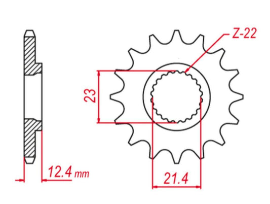 FRONT SPROCKET 2149 14 (-1) (JTF1594.14), YBR 250 07-11, XT 250 08-21, XG 250 TRICKER 05-07, YAMAHA