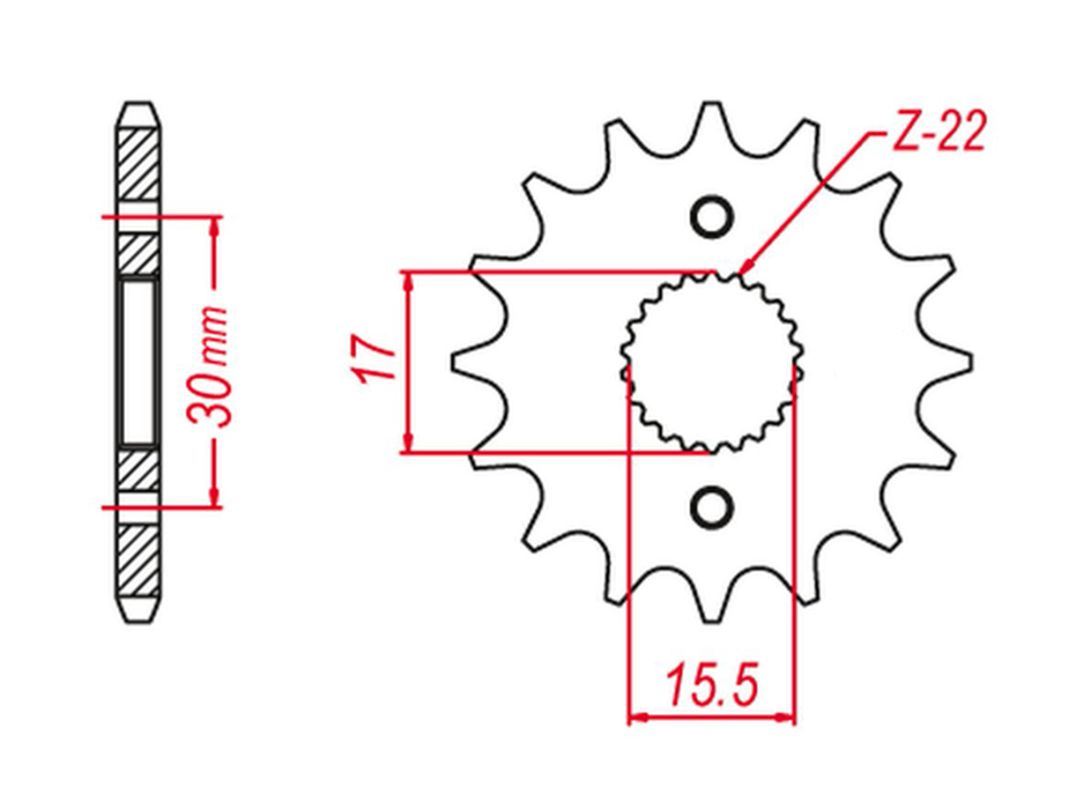 FRONT SPROCKET 2157 14 (-1) (JTF1256.15), CRF 150R 07-22, HONDA