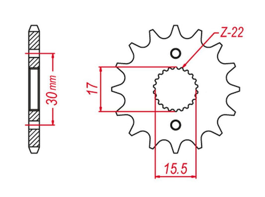 FRONT SPROCKET 2157 17 (+2) (JTF1256.17), CRF 150R 07-22, HONDA