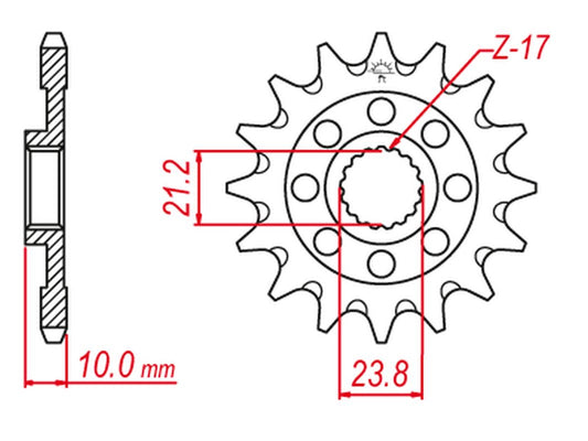 FRONT SPROCKET 2160 14 (+1) SELF CLEANING (JTF1443.14SC)* (CHAIN 520), RMZ 450 13-20, SUZUKI