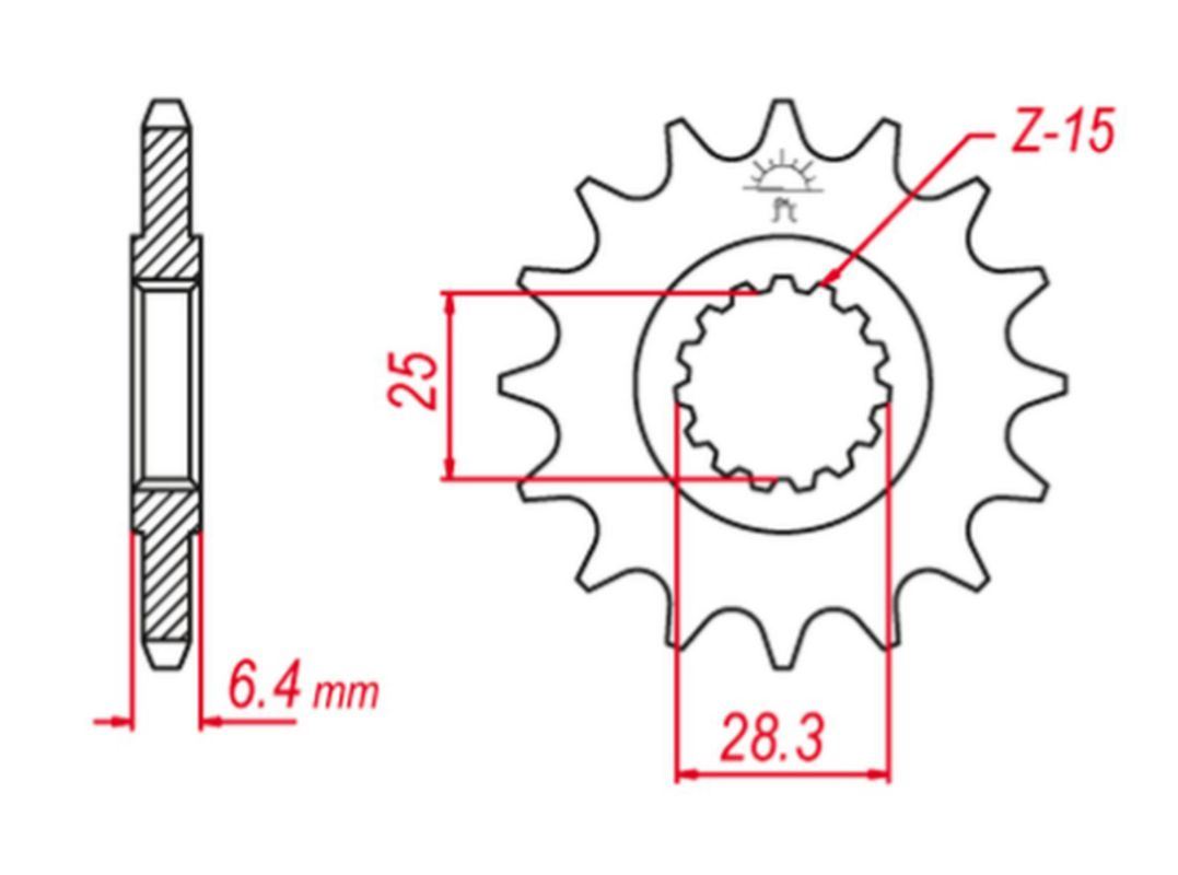 FRONT SPROCKET 2168 15 (+1) (JTF1592.15), YFM 700 RAPTOR 06-19, YFZ 450 09-19, YAMAHA