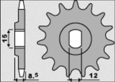 FRONT SPROCKET 2240 13 (224013) EE 5 E-BIKE 19-, TC 50 MINI 18-, TC 50 17-, MC-E E-BIKE 21-, MC 50, SX-E5 E-BIKE 19-, SX 50/SX 50 MINI 02- (CHAIN 415), HUSQVARNA/GASGAS/KTM