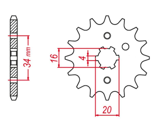 FRONT SPROCKET 263 15 JUNAK 125, SR125, TZR125, DT125 LC 82-88 (JTF1263.15), YAMAHA