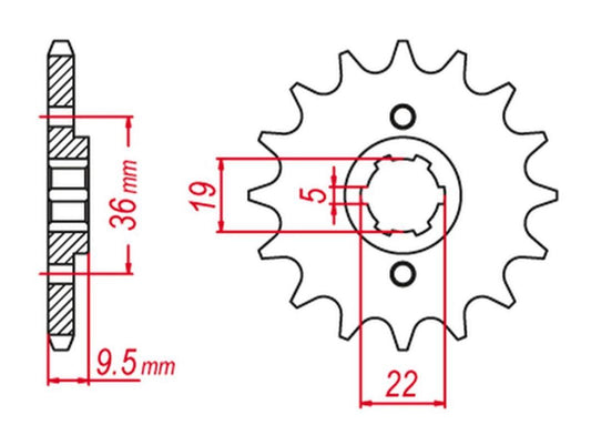 FRONT SPROCKET 337 14 CR500 84-85, CR 250 82-85 (JTF337.14), HONDA