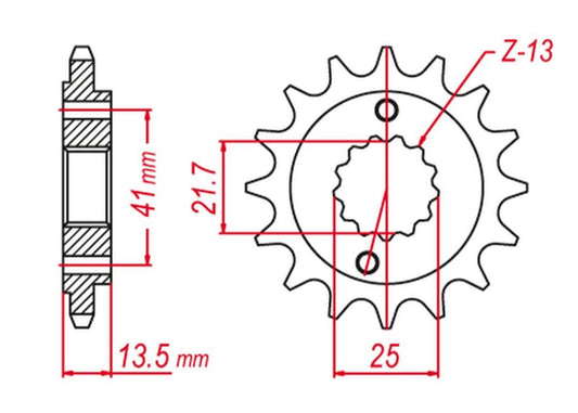 FRONT SPROCKET 346 16 XRV650 88-90, VT600C 90-07 (JTF296.16), HONDA