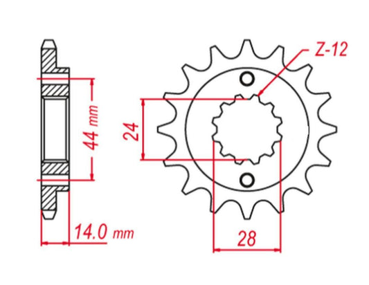 FRONT SPROCKET 348 16 XRV750 AFRICA TWIN 90-03 (JTF314.16), HONDA
