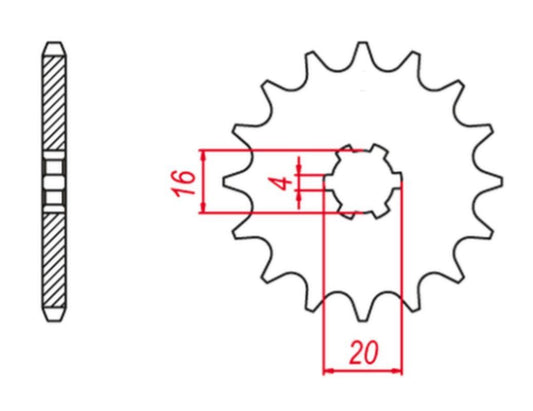 FRONT SPROCKET 416 15 (+2) YZ 80 81-01 (+2), RM 85 02-18 (+2), RM 80 97-01 (+2) (JTF416.15), YAMAHA/SUZUKI