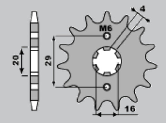 FRONT SPROCKET 425 15 (-1) (JTF425.15), RG125 92-96, TS125 R/X 90-96, SUZUKI
