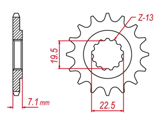 FRONT SPROCKET 434 15 TY 250 X 98-19, GZ 250 99-11, GN 250 82-99 (JTF434.15), SUZUKI