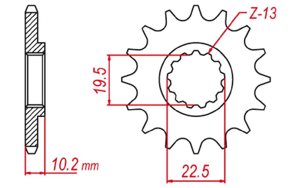 FRONT SPROCKET 435 15 (+2) DR-Z 400 00-20, DR 350 90-99, DR 250 90-93 (+2), RM 250 87-12 (JTF432.15), SUZUKI