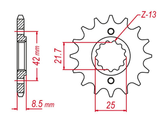 FRONT SPROCKET 523 14 EL250/EX250/KLX250/GPZ250/GPX250 (JTF516.14), KAWASAKI