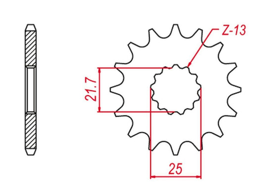 FRONT SPROCKET 564 13 (-2) GSX-S 15-20, GSX-R 750/1000 00-20, DL 1000 02-19 (JTF520.13), SUZUKI
