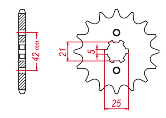 FRONT SPROCKET 569 14 KX 500 87-04, KX 250 87-96, YFZ 350 BANSHEE 89-06, YZ 250 80-98 (JTF569.14), KAWASAKI/YAMAHA