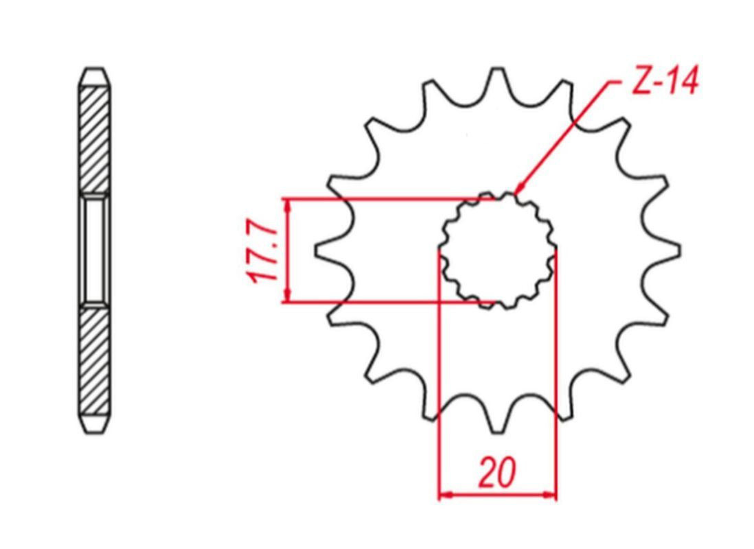 FRONT SPROCKET 577 15 (+1) YZ 85 02-21 (+1), TZR 125 93-99 (-1), DT 125R/X 90-06 (-1) (JTF558.15), YAMAHA
