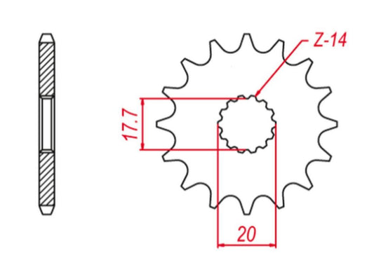 FRONT SPROCKET 577 15 (+1) YZ 85 02-21 (+1), TZR 125 93-99 (-1), DT 125R/X 90-06 (-1) (JTF558.15), YAMAHA