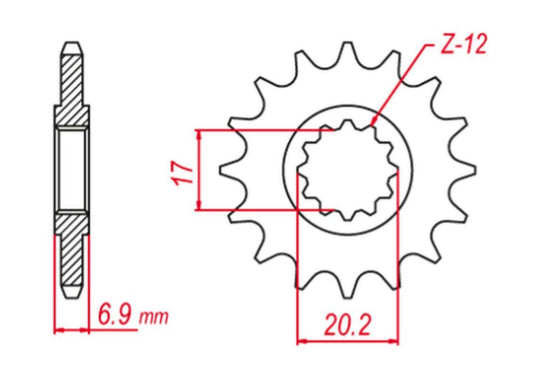 FRONT SPROCKET 600M14 APRILIA/BETA/MBK/PEUGEOT/RIEJU/YAMAHA (ENGINE AM6) (JTF1120.14)