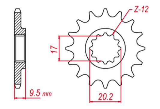FRONT SPROCKET 7005 12 SX 65 98-03, SX 60 98-01 (JTF1906.12), KTM