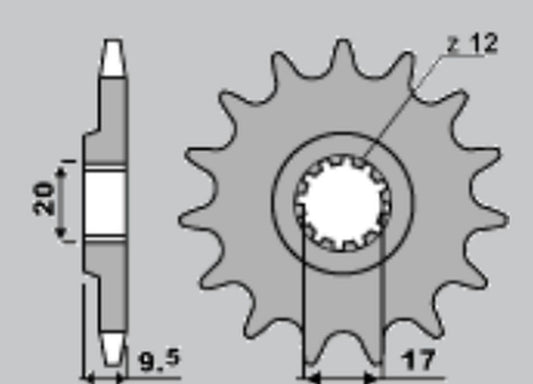 FRONT SPROCKET 7005 13 (-1) TC 65 17-21 (-1), SX 65 98-21 (-1) (JTF1906.13) (CHAIN 420), HUSQVARNA/KTM