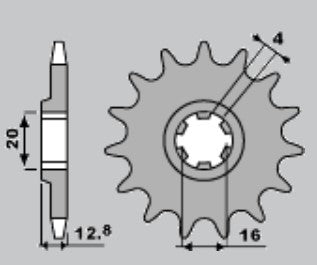 FRONT SPROCKET 801 13 125 MX 00-04, 125 EN 00-05, 80 93-00 (+1), TM