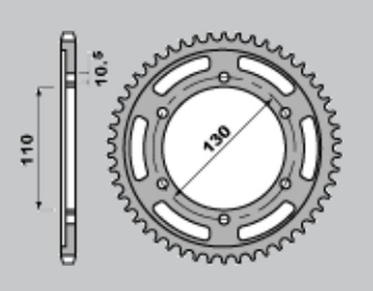 REAR SPROCKET 241 48 YZF-R6 S 06-10, YZF-R6 03-05 (CONVERSION TO CHAIN 530) (JTR479.48), YAMAHA