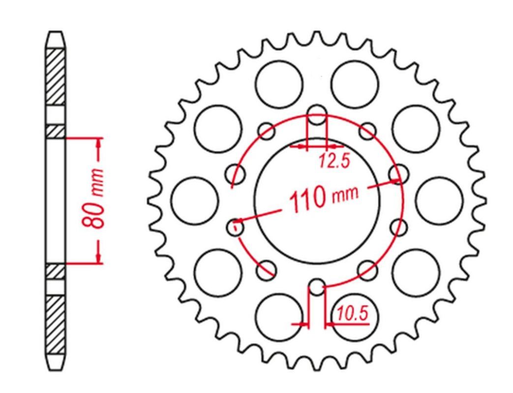 REAR SPROCKET 334 45 TRIUMPH, CBX550/750, VFR750 86-89 (344-45) (JTR1334.45), HONDA/TRIUMPH