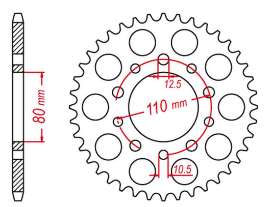 REAR SPROCKET 4350 45 XRV 750 AFRICA TWIN 93-03 (JTR1332.45), HONDA