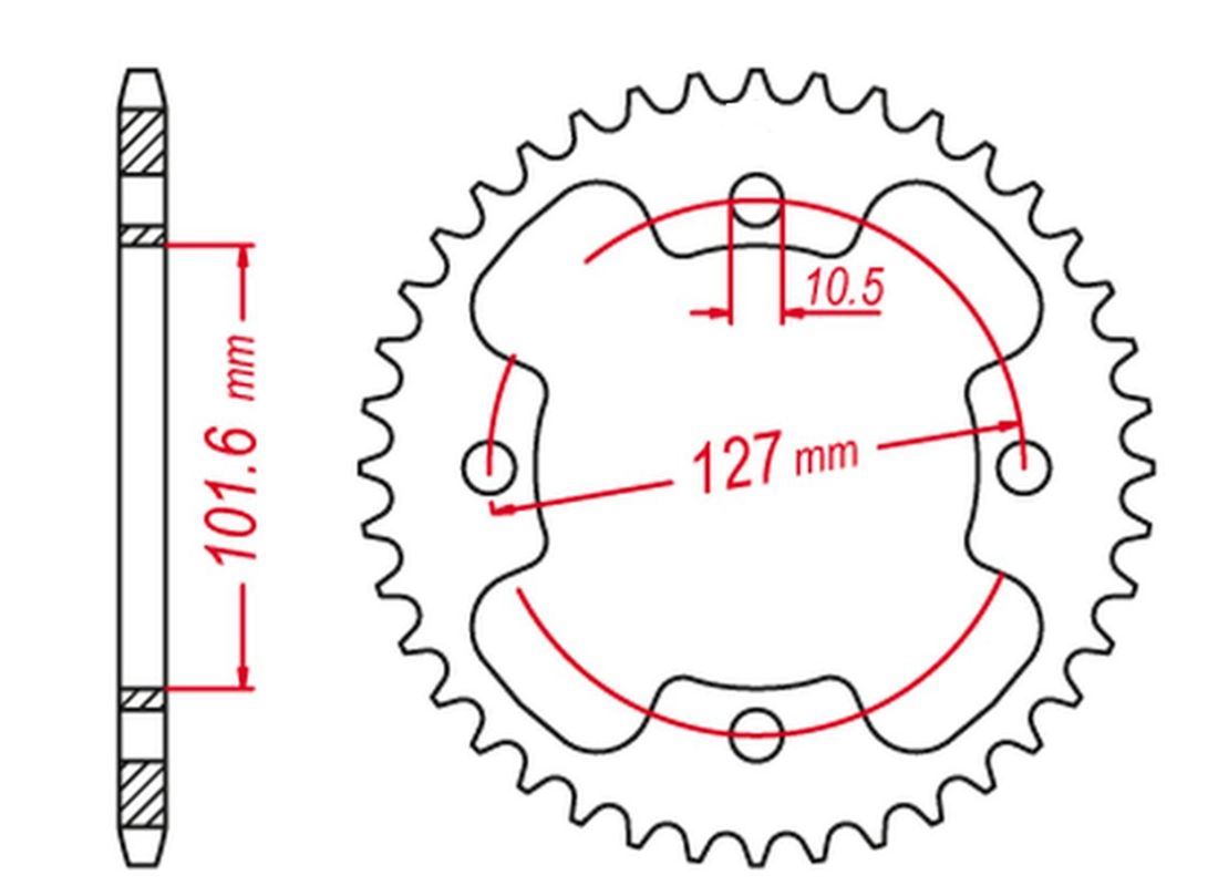 REAR SPROCKET STEEL REINFORCED 4480 37 OUTLAW 400/525 08-10 (-1), PREDATOR 05-07 (-1), PREDATOR 500 03-04 (CHAIN 520) (JTR1480.37), POLARIS