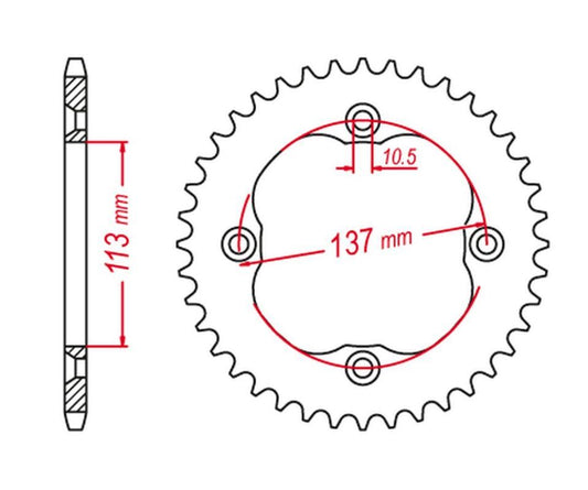 REAR SPROCKET 4509 36 LTR 450 06-09 (JTR1760.36), SUZUKI
