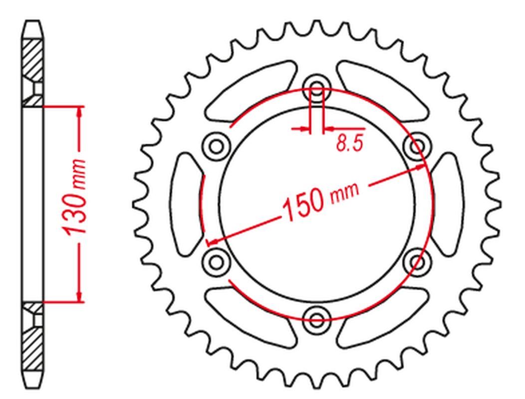 REAR SPROCKET ALUMINUM BLACK COLOR 270 52 (27052) WRF 01-24, YZ/YZF 99-24 (JTR251.52) (CHAIN 520), YAMAHA