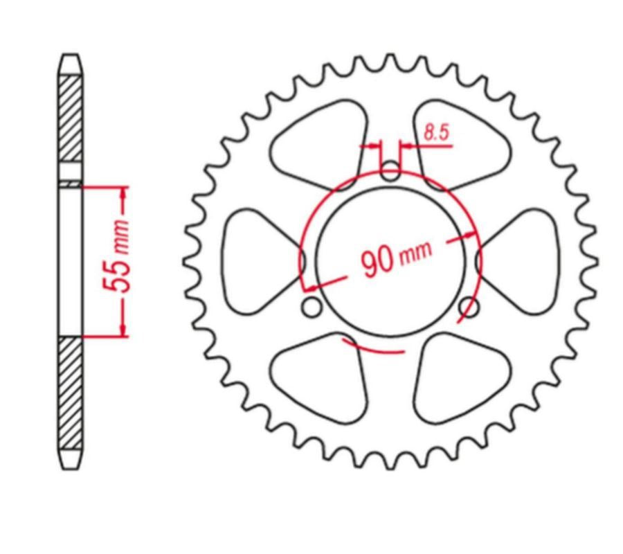 REAR SPROCKET ALUMINUM BLACK COLOR 467 54 NAKED 04-09, 50 RS2 MATRIX/PRO 03-10 (JTR1077.54), RIEJU
