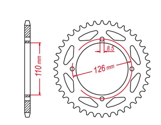 REAR SPROCKET ALUMINUM BLACK COLOR 4418 46 RM 65 03-05, KX65 00-20 (JTR1465.46), SUZUKI/KAWASAKI
